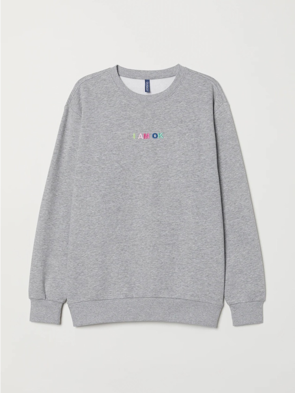 H&M | Grey Embroidered Crewneck Sweatshirt